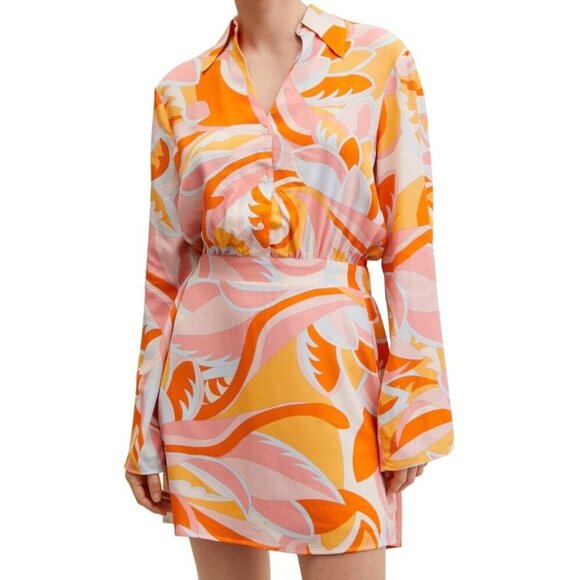 MANGO Psychedelic blouson dress size small long sleeves - Picture 1 of 8